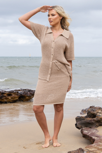 Two T's Tape Yarn Knit Shirt Sand