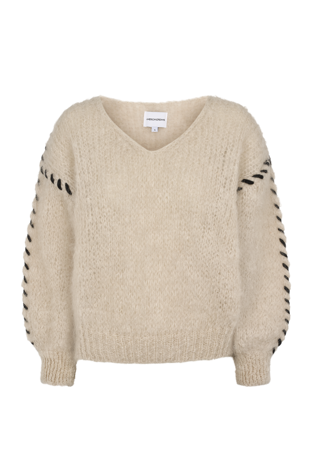 American Dreams Milana Mohair Knit Stitching Beige