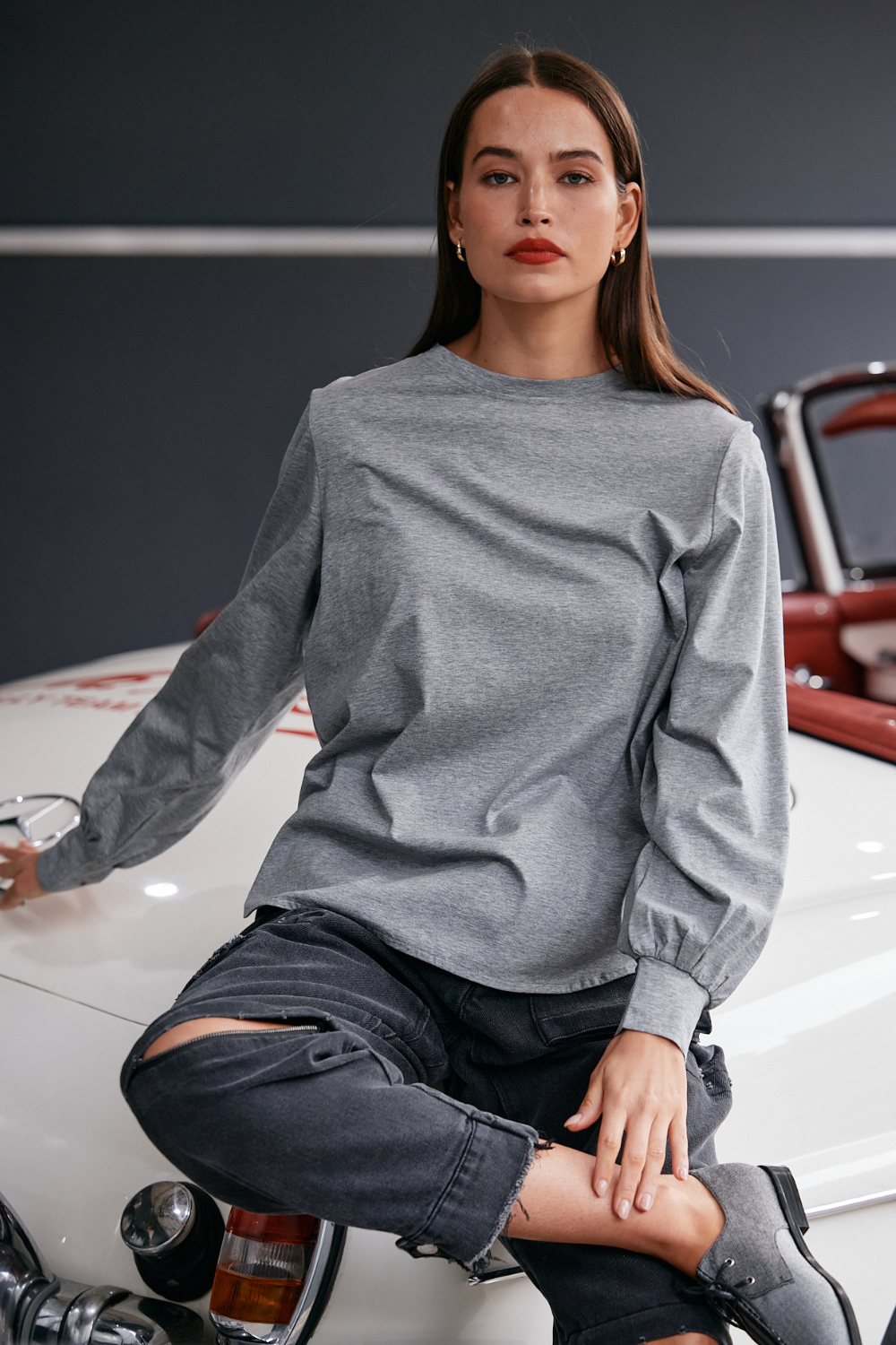 M.A.Dainty Baxter Top Grey Marle