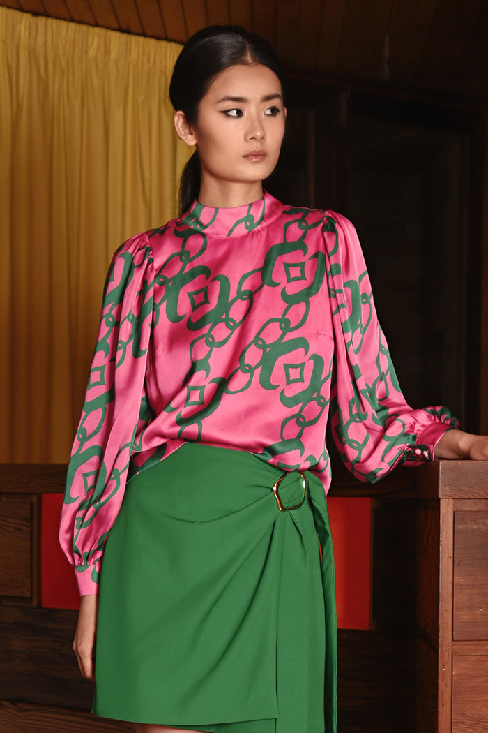 Coop Calling Your Puff Blouse Pink/Green Pre-Order