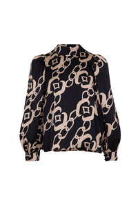 Coop Calling Your Puff Blouse Black/Tan