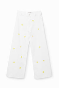 Desigual Daisy Cropped Culotte Jeans White