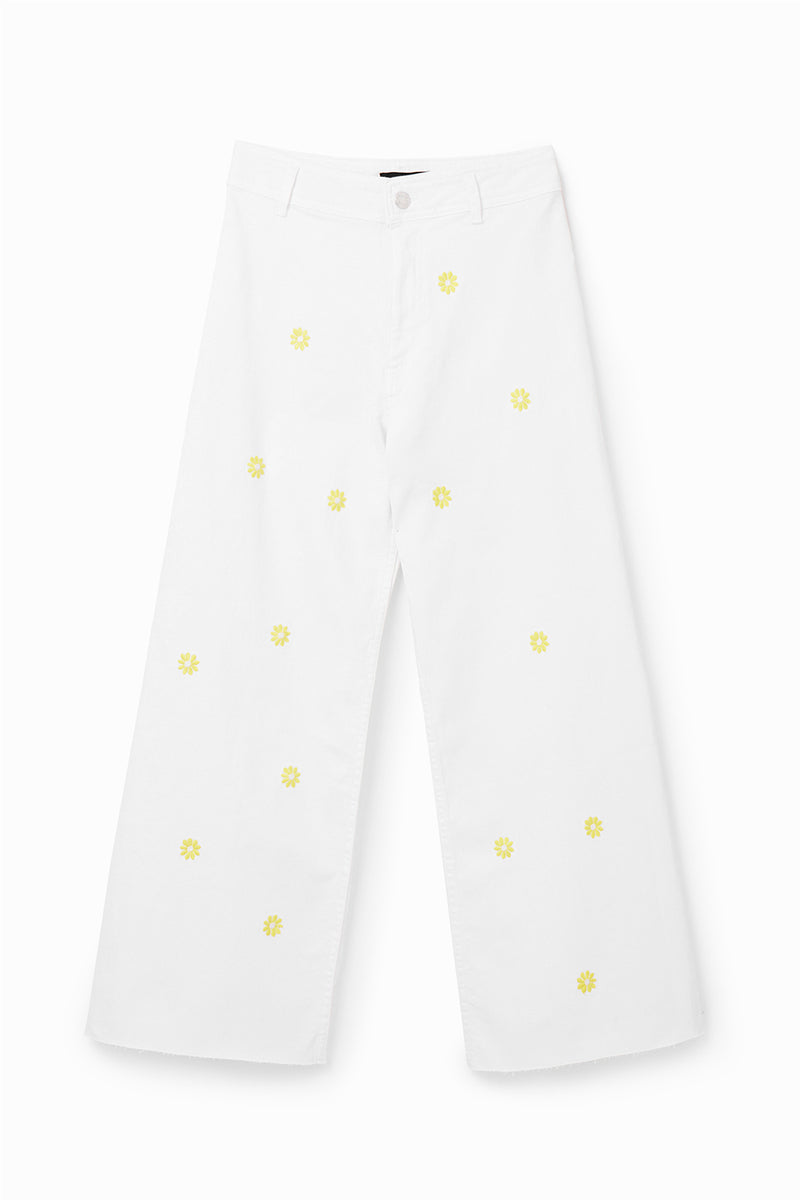 Desigual Daisy Cropped Culotte Jeans White
