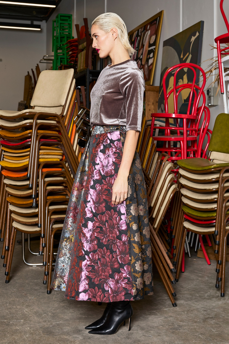 M.A.Dainty Parted Skirt Multi Brocade