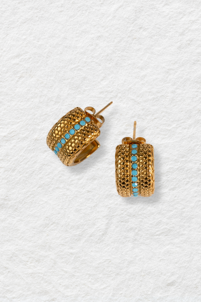 Pathos Jewellery Zakynthos Turquoise Earrings Gold