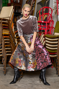 M.A.Dainty Parted Skirt Multi Brocade
