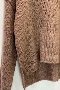 Aggel Mohair-Lurex Cowl Neck Sweater Taupe