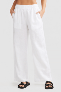 Vacay Swimwear Linen Pant White