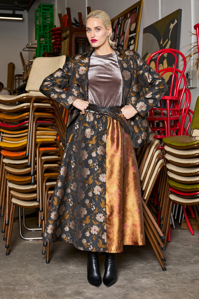 M.A.Dainty Parted Skirt Multi Brocade