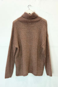 Aggel Mohair-Lurex Cowl Neck Sweater Taupe