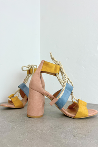 Atix Suede Block Heel Light Pink Multi