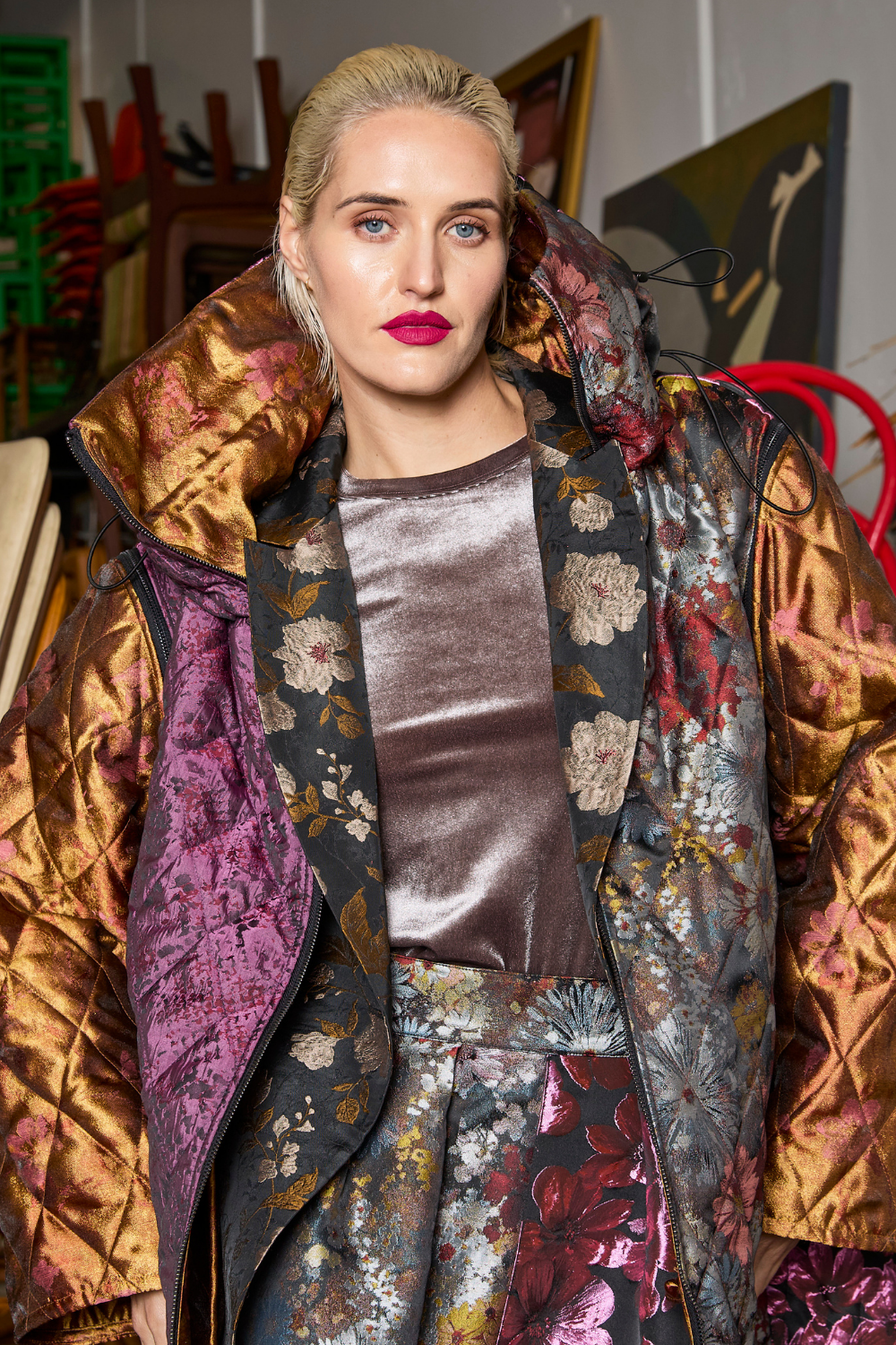 M.A.Dainty Puff Coat Pink Combo