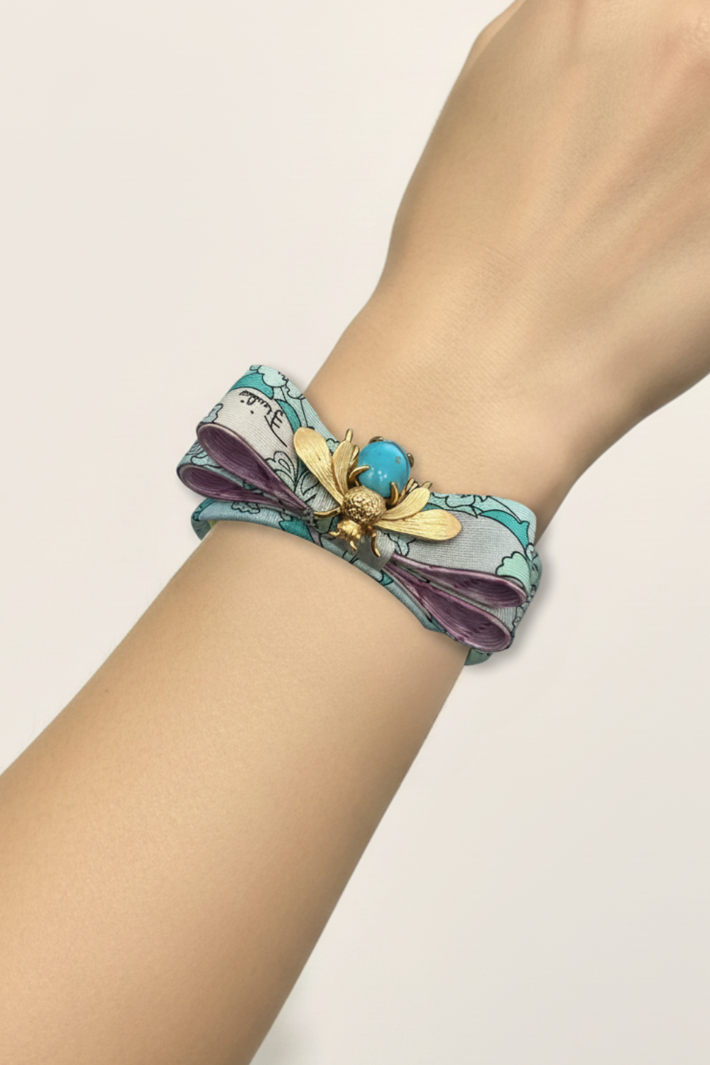 Flock By Wild Turquoise Purple Bee With Vintage Designer Silk Ties
