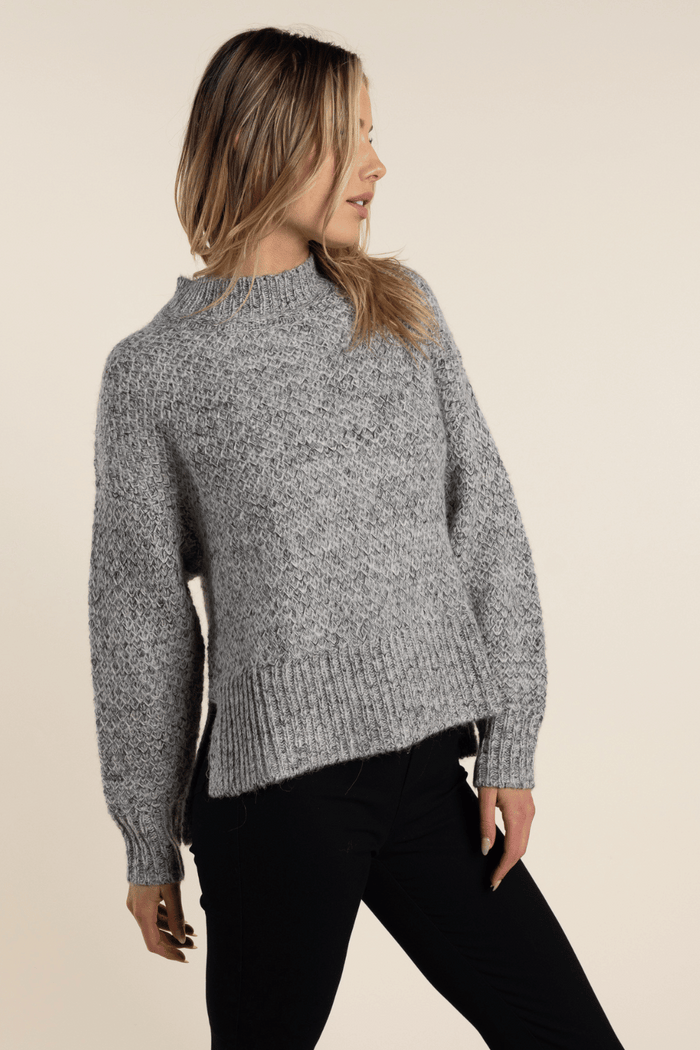 Two T's Fisherman Knit Sweater Grey Mix