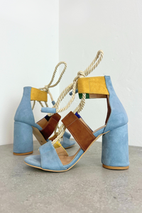 Atix Suede Block Heel Blue Multi