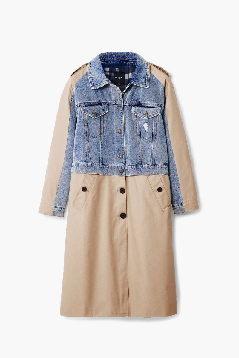 Desigual Riga Beige and Denim Trench Coat Pre-Order