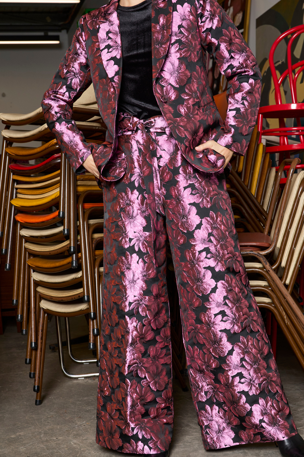 M.A.Dainty Zazzle Jacket Pink Black Floral