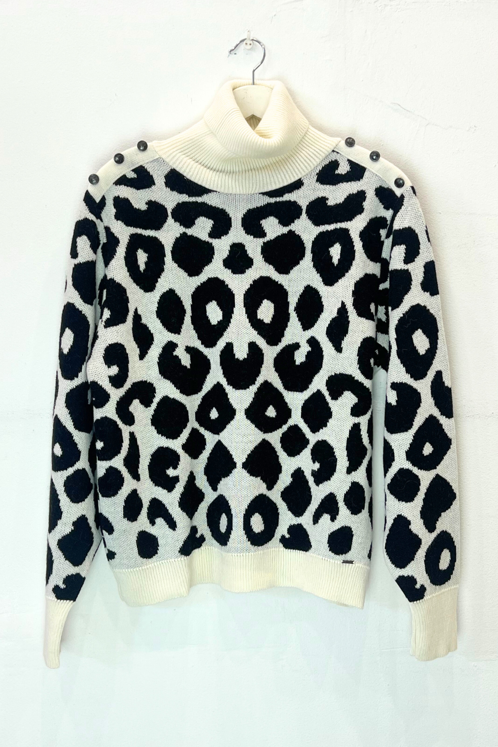 Aggel Alpaca Blend Leopard Sweater Ivory/Black