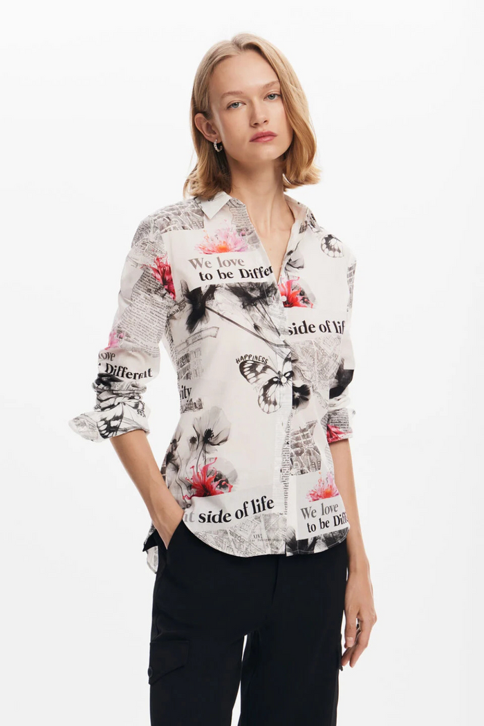 Desigual Floral Text Shirt