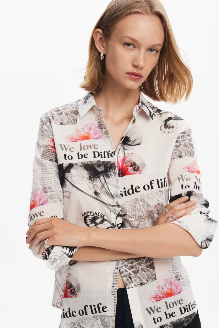Desigual Floral Text Shirt