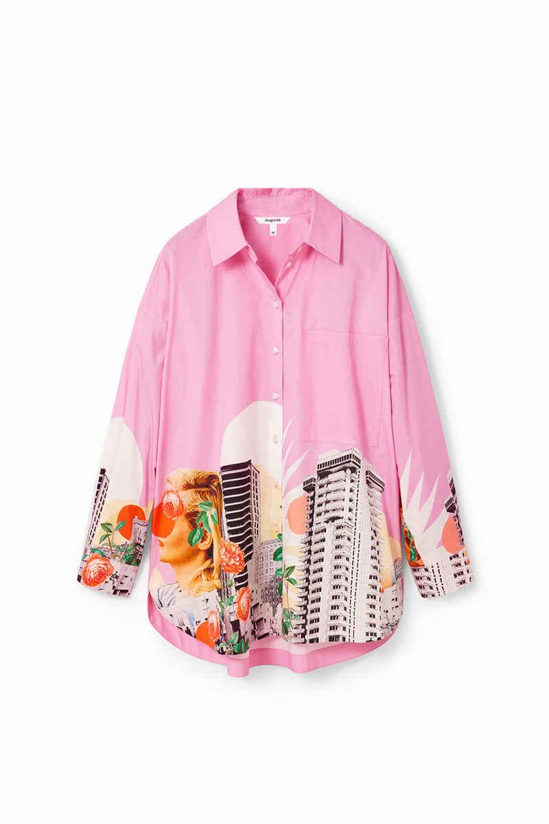 Desigual Oversize Collage Shirt Rosa