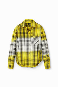 Desigual Degrade Plaid Shirt Amarillo Granja