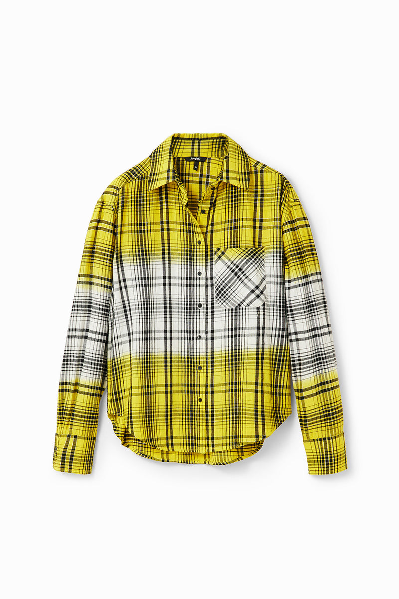 Desigual Degrade Plaid Shirt Amarillo Granja
