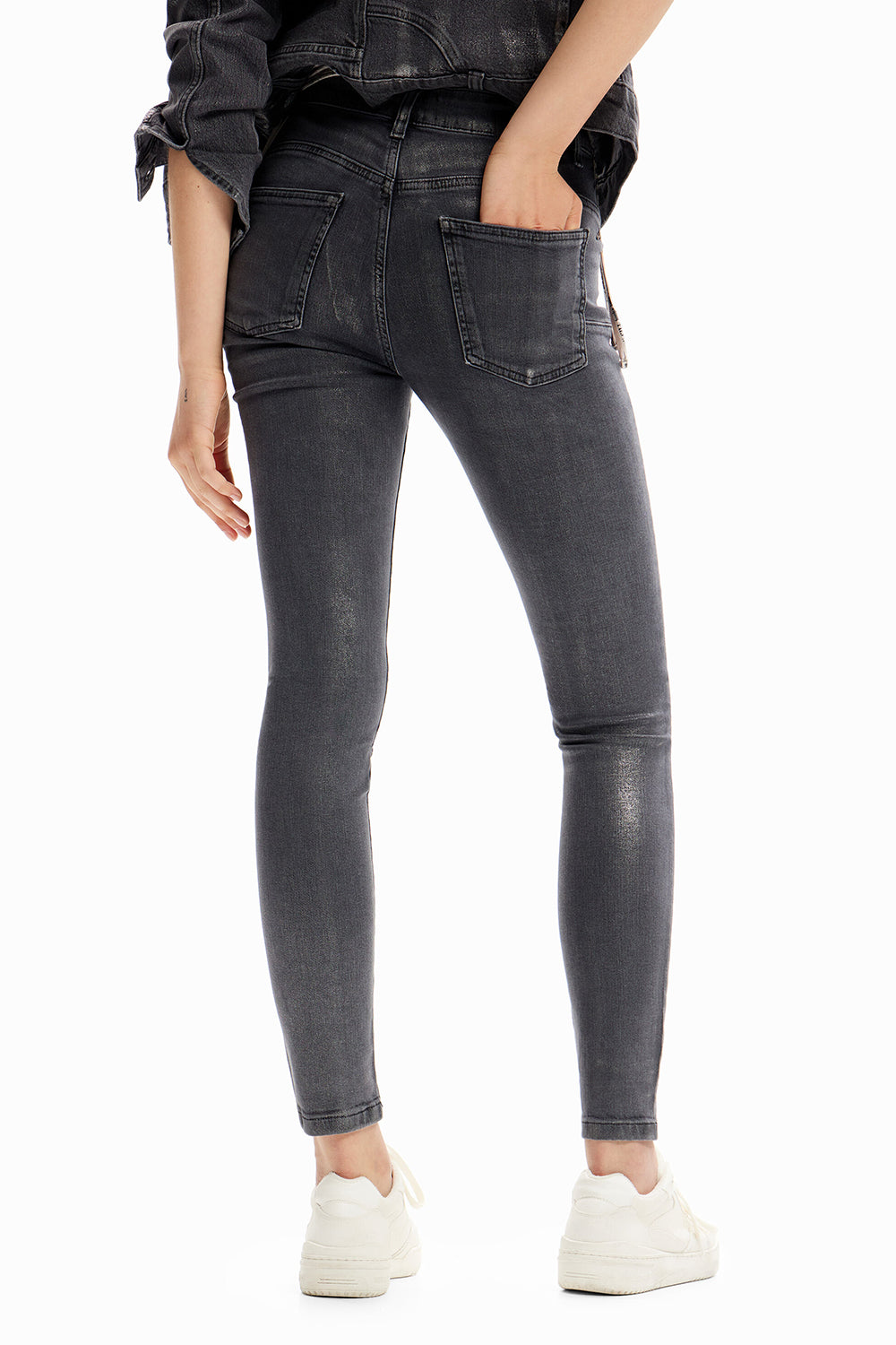 Desigual Metallic Pushup Skinny Jeans Nero – Elle and Elka