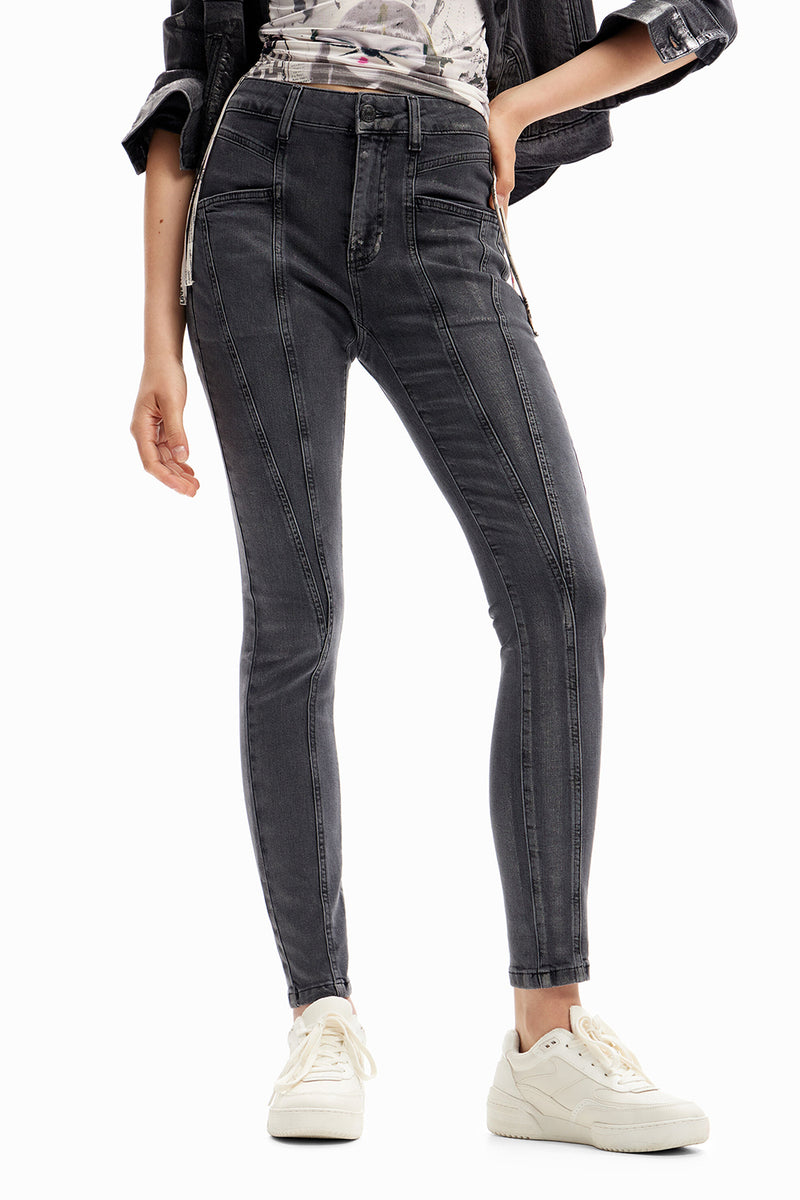 Desigual Metallic Pushup Skinny Jeans Nero