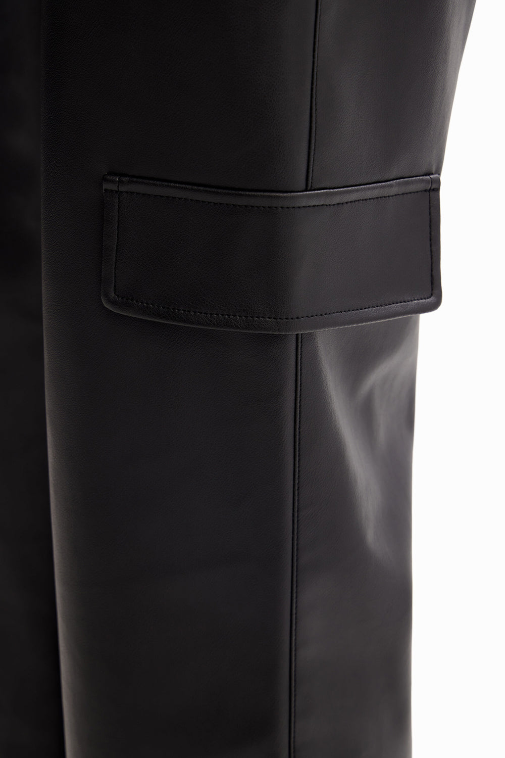 Desigual Leather Effect Cargo Trousers Nero