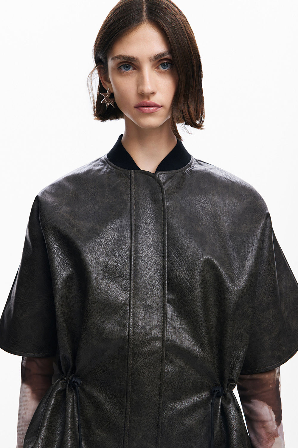 Desigual Leather-Effect Poncho Black Pre-Order