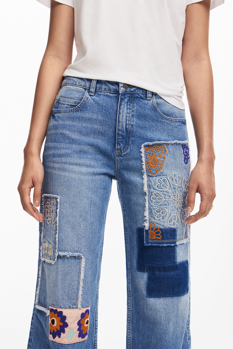 Desigual Patchwork Jeans Medium Wash