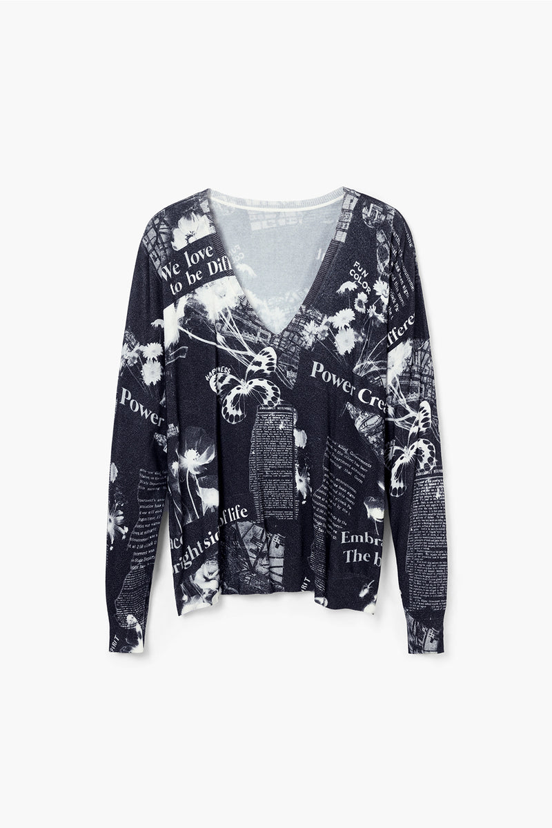 Desigual Newspaper Print Sweater