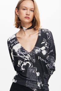 Desigual Newspaper Print Sweater