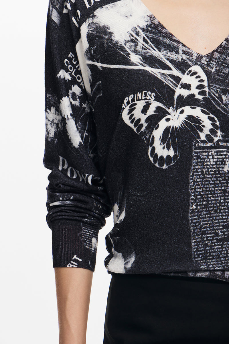 Desigual Newspaper Print Sweater