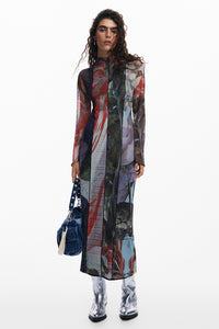 Desigual Printed Tulle Midi Dress Pre-Order