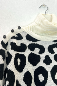 Aggel Alpaca Blend Leopard Sweater Ivory/Black