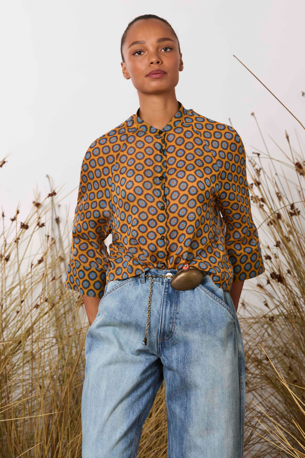 M.A.Dainty Sammy Shirt Orange Blue Retro