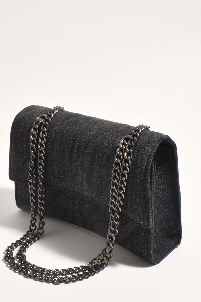 Adorne Stella Denim Angled Handbag Black Denim