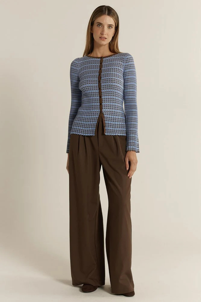 Fate + Becker Nesta Knit Top Blue/Chocolate