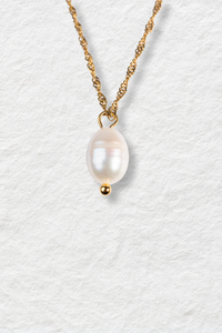 Pathos Jewellery Milos Freshwater Pearl Necklace Gold