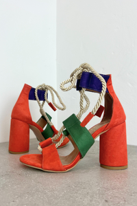 Atix Suede Block Heel Orange Multi