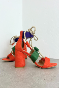 Atix Suede Block Heel Orange Multi