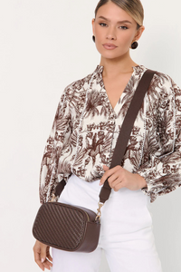 Adorne Percy Weave Cross Body Bag Chocolate