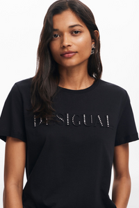 Desigual Shiny Logo T-Shirt Silver