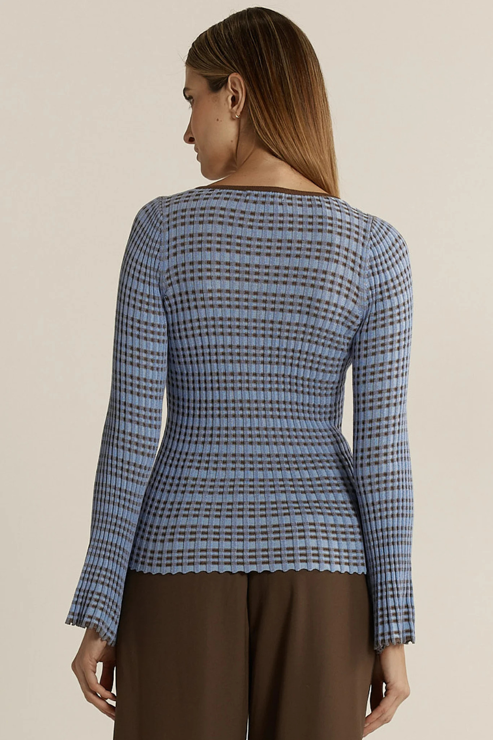 Fate + Becker Nesta Knit Top Blue/Chocolate