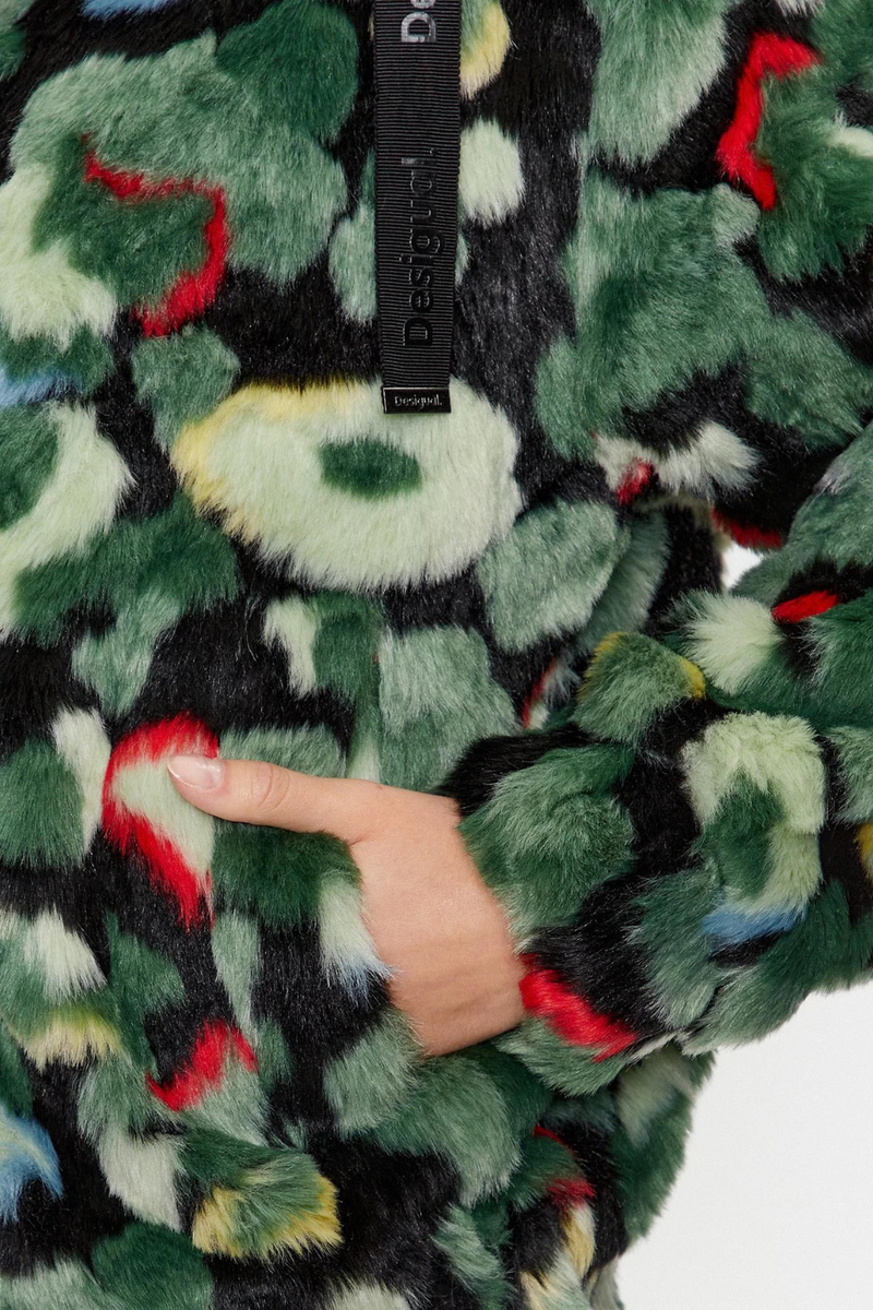 Desigual Camo Fur Effect Jacket Verde Tropical