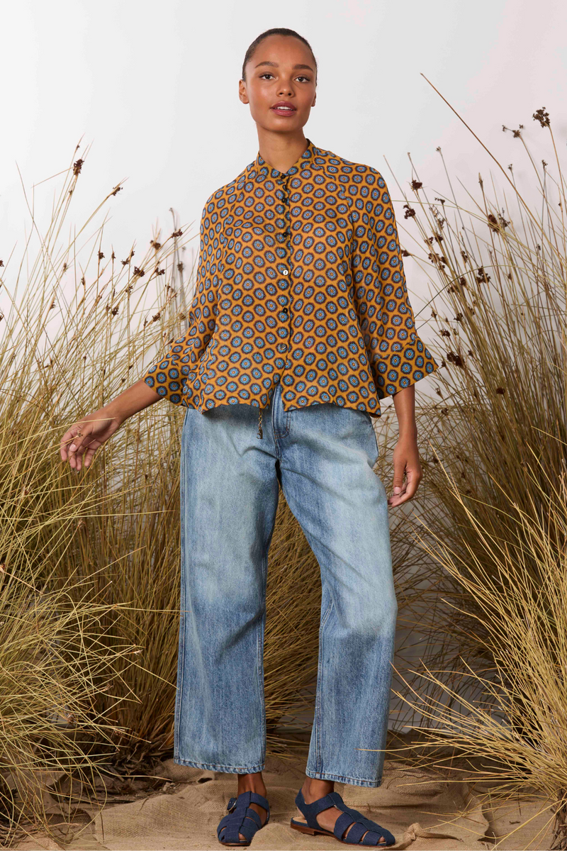 M.A.Dainty Sammy Shirt Orange Blue Retro