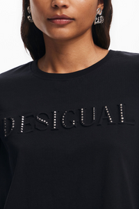 Desigual Shiny Logo T-Shirt Silver