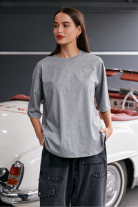 M.A.Dainty Peony Top Grey Marle